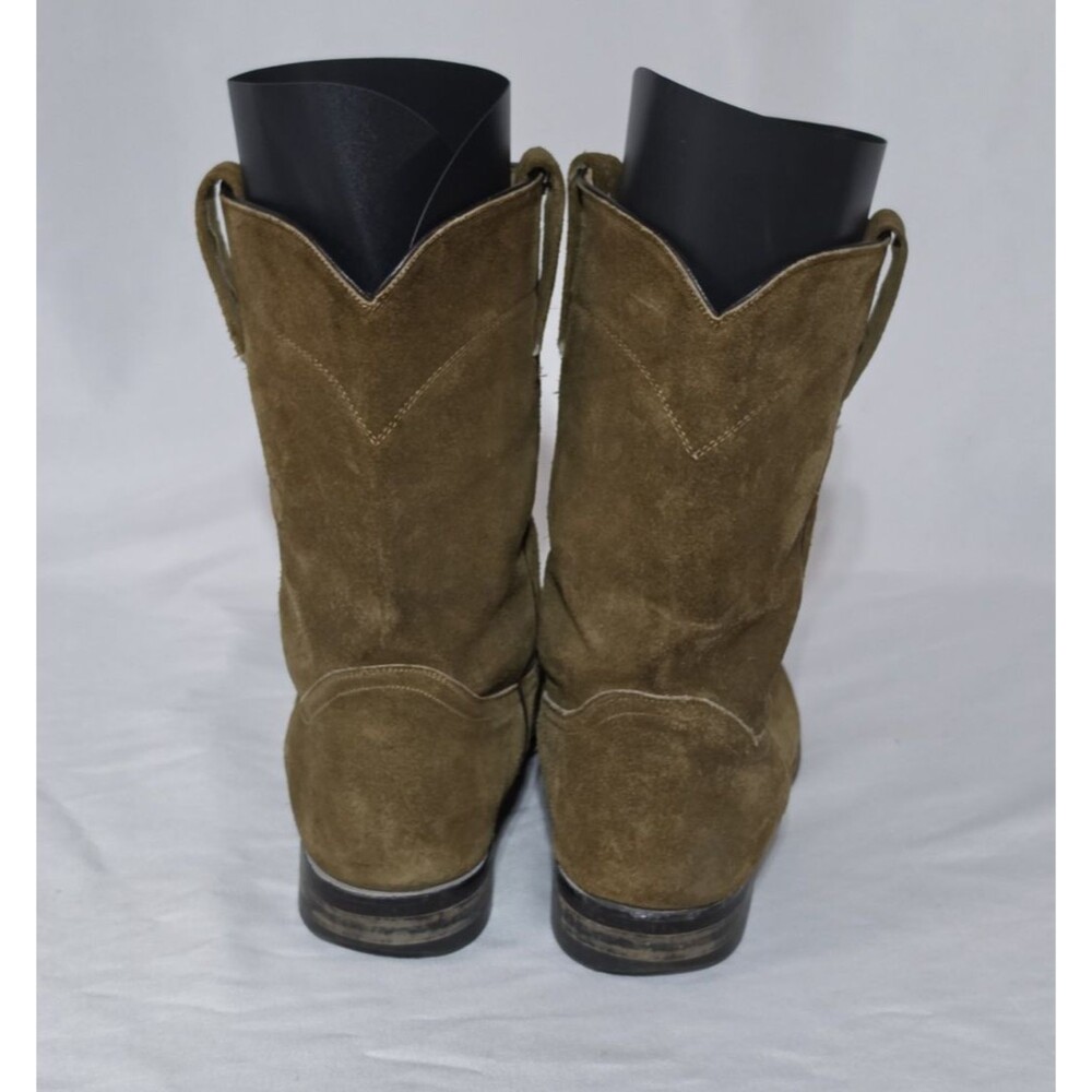 Caborca Mens Vintage Brown Suede Leather Cowboy Boots Size 8.5 US 26.5 Mex Wide - Picture 3 of 11